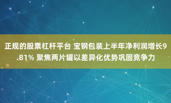 正规的股票杠杆平台 宝钢包装上半年净利润增长9.81% 聚焦两片罐以差异化优势巩固竞争力